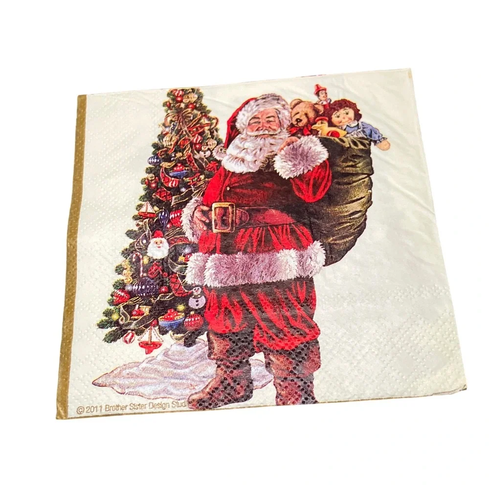 Vintage Christmas Napkins Santa Poinsettia Bundle 18 Santa 16 Poinsettia